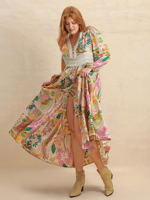 plus-size-lace-detail-printed-v-neck-balloon-sleeve-dress OhSoStyled - Sophia's Style-7